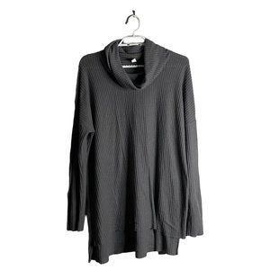 BP Women's Gray Soft Knit Cowl Neck Hi-Lo Long Sleeve Top